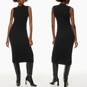 Aritzia Babaton  Aesthetica Ribbed Merino Wool Midi Dress Black Size Small